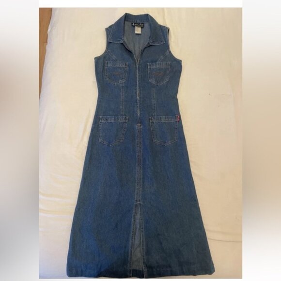All that Jazz Blue Sheath Maxi Dress Sleeveless Collar - Picture 1 of 9